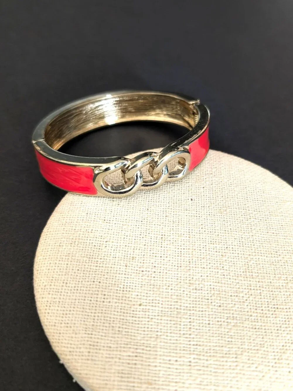 Gold and orange enamel bangle